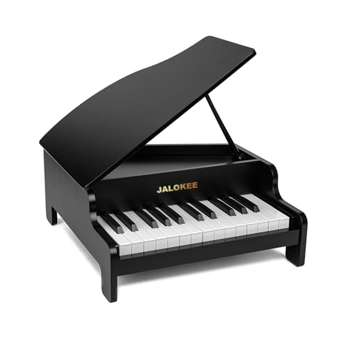 JALOKEE Kids Piano Keyboard, 25 Keys Grand Piano for Kids, Mini Music Educational Instrument Toy, Volume Adjustable, Wood Piano for Toddlers Girls Boys (Black) von JALOKEE