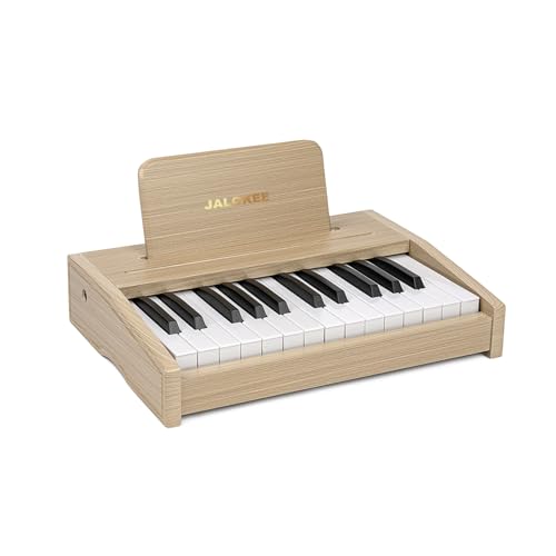 JALOKEE Kinder Klavier Keyboard, Digital Piano für Kinder, Musik Educational Instrument Spielzeug, Holz Klavier für Kleinkinder Mädchen Jungen (Eiche, 25 Tasten) von JALOKEE