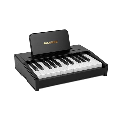 JALOKEE Kinder Klavier Keyboard, Digital Piano für Kinder, Musik Educational Instrument Spielzeug, Holz Klavier für Kleinkinder Mädchen Jungen (Schwarz, 25 Tasten) von JALOKEE