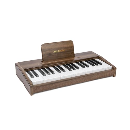 JALOKEE Kinder Klavier Keyboard, Digital Piano für Kinder, Musik Educational Instrument Spielzeug, Holz Klavier für Kleinkinder Mädchen Jungen (Walnuss, 37 Tasten) von JALOKEE