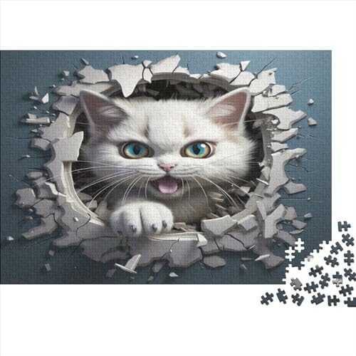 Animal Cat Puzzle Für Erwachsene 1000 Teile Q Version Geburtstag Family Challenging Games Educational Game Wohnkultur Stress Relief Toy 1000pcs (75x50cm) von JALYKA