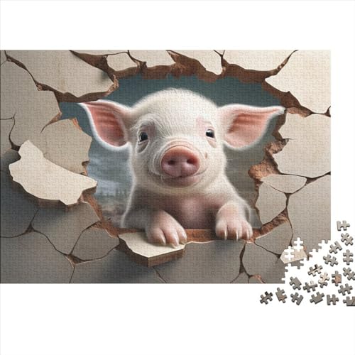 Animal Pig Erwachsene Puzzle 1000 Teile Q Version Lernspiel Family Challenging Games Geburtstag Moderne Wohnkultur Stress Relief 1000pcs (75x50cm) von JALYKA
