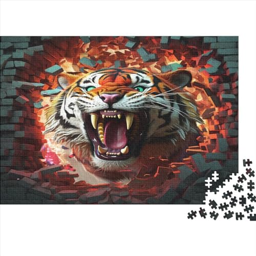 Animal Tiger 1000 Teile Domineering and Cool Erwachsene Puzzle Lernspiel Geburtstag Wohnkultur Family Challenging Games Stress Relief Toy 1000pcs (75x50cm) von JALYKA
