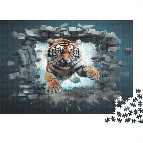 Animal Tiger Puzzle Für Erwachsene 1000 Teile Domineering and Cool Geburtstag Family Challenging Games Educational Game Wohnkultur Stress Relief Toy 1000pcs (75x50cm) von JALYKA