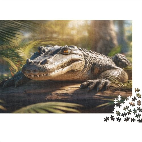 Crocodile 1000 Teile Animal Theme Erwachsene Puzzle Lernspiel Geburtstag Wohnkultur Family Challenging Games Stress Relief Toy 1000pcs (75x50cm) von JALYKA