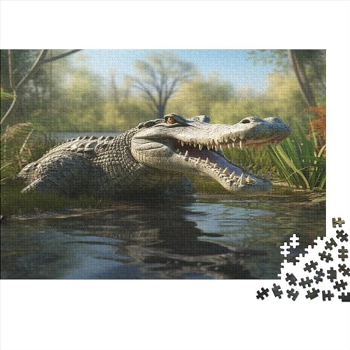 Crocodile 1000 Teile Animal Theme Erwachsene Puzzles Educational Game Home Decor Family Challenging Games Geburtstag Entspannung Und Intelligenz 1000pcs (75x50cm) von JALYKA