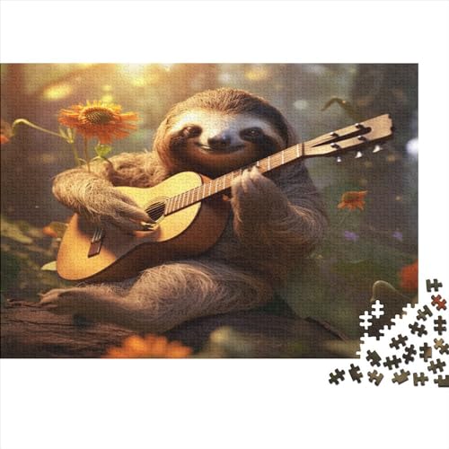 Guitar Sloth Erwachsene Puzzle 1000 Teile Animal Theme Lernspiel Family Challenging Games Geburtstag Moderne Wohnkultur Stress Relief 1000pcs (75x50cm) von JALYKA
