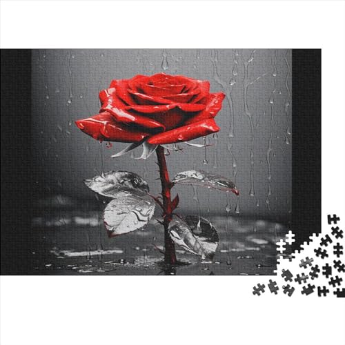 Scarlet Rose 1000 Teile Dark Romance Erwachsene Puzzle Lernspiel Geburtstag Wohnkultur Family Challenging Games Stress Relief Toy 1000pcs (75x50cm) von JALYKA