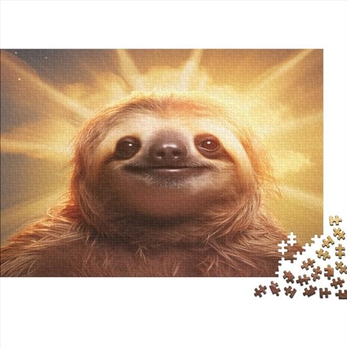 Shining Sloth Erwachsene Puzzle 1000 Teile Animal Theme Lernspiel Family Challenging Games Geburtstag Moderne Wohnkultur Stress Relief 1000pcs (75x50cm) von JALYKA