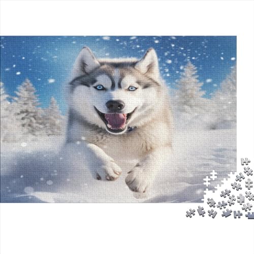 Snow Husky Erwachsene Puzzle 1000 Teile Pet Dog Theme Lernspiel Family Challenging Games Geburtstag Moderne Wohnkultur Stress Relief 1000pcs (75x50cm) von JALYKA