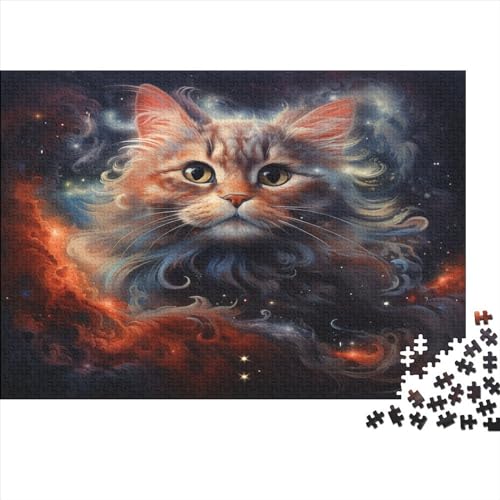 Space Cat Erwachsene Puzzle 1000 Teile Cool Animal Lernspiel Family Challenging Games Geburtstag Moderne Wohnkultur Stress Relief 1000pcs (75x50cm) von JALYKA