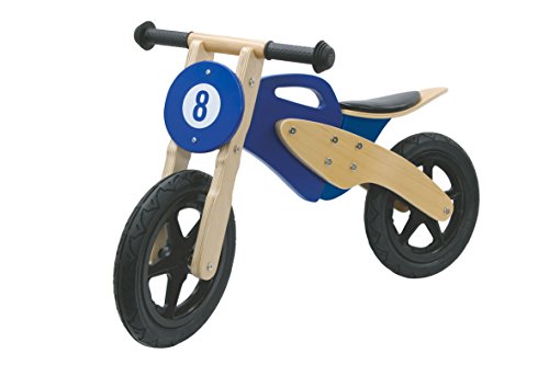 460232 Laufrad Holz Moto blau aus stabilem Birkenholz mit abgerundeten Kanten/Schrauben und 9 Zoll Flüsterreifen von JAMARA