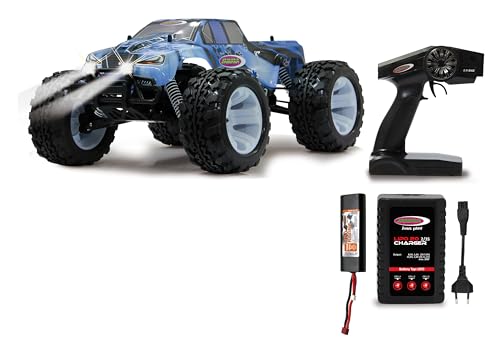 JAMARA 053362 - Tiger Ice Monstertruck BL 4WD LiPo 2,4G LED - Allrad, Brushless, Akku, 65Kmh, Aluchassis, spritzwasserfest, Öldruckstoßdämpfer, Kugellager, Fahrwerk einstellbar, fahrfertig, Rot von JAMARA