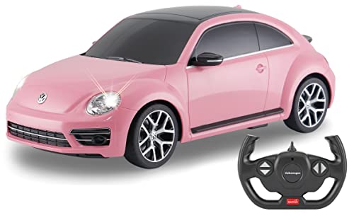 JAMARA 402113 VW Beetle 1:14 2,4GHz-offiziell lizenziert, originalgetreue Lackierung, LED Licht vorne/hinten, ferngesteuertes RC Auto, pink von JAMARA