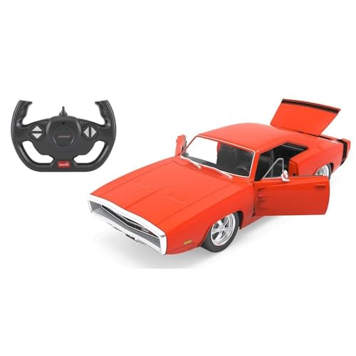 JAMARA 402116 Dodge Charger R/T 1970 1:16 2,4GHz Tür manuell-offiziell lizenziert, detailgetreuer Innenraum, originalgetreue Lackierung, ferngesteuertes RC Auto, rot von JAMARA