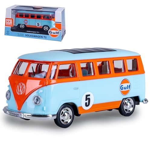 JAMARA 402604 Volkswagen T1 Diecast 1:38 - Modellauto Spielzeug, Kinder Car, Model Miniatur Fahrzeuge, Geschenkidee für Kids, Türen Manuell öffnen/schließen, Rückzugsmotor von JAMARA