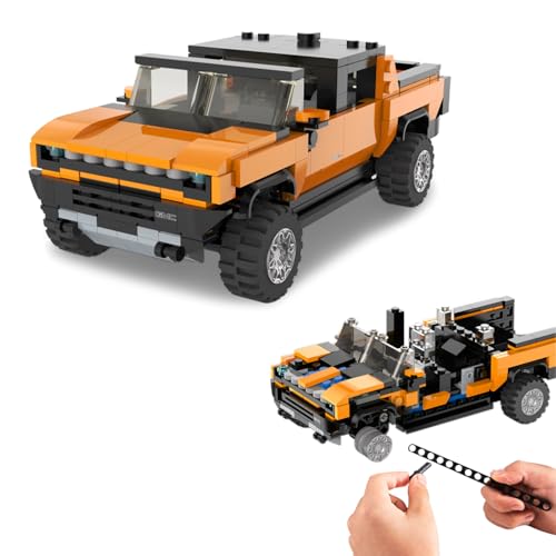 JAMARA 402841 Hummer EV 1:30 Bricks, Bricks Klemmbausteine, Modellbau DIY Bausatz Rennwagen Auto, 431 Teile, ab 6 Jahre, Fronthaube und Heckhaube sind manuell bedienbar, Orange JAMARA 402841 Hummer EV 1:30 Bricks, Bricks Klemmbausteine, Modellbau DIY Bausatz Rennwagen Auto, 431 Teile, ab 6 Jahre, Fronthaube und Heckhaube sind manuell bedienbar, Orange von JAMARA