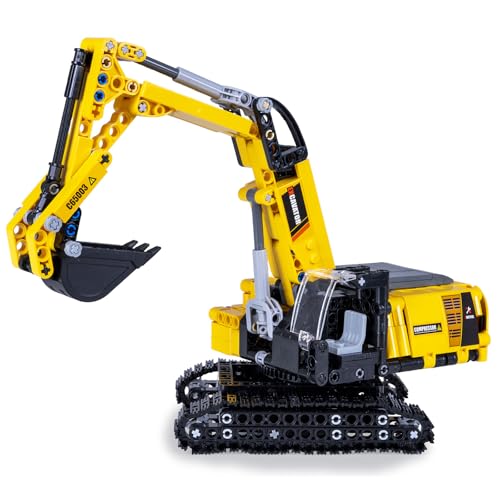 JAMARA 402850 CADA Bagger Bricks Baustellenfahrzeuge Kids ab 8 Jahre, Kinder Technik Jungen Spielzeug, Geschenkidee für Kinder, Fahrzeug aus Klemmbausteinen, Bausatz, Turmdrehung JAMARA 402850 CADA Bagger Bricks Baustellenfahrzeuge Kids ab 8 Jahre, Kinder Technik Jungen Spielzeug, Geschenkidee für Kinder, Fahrzeug aus Klemmbausteinen, Bausatz, Turmdrehung von JAMARA