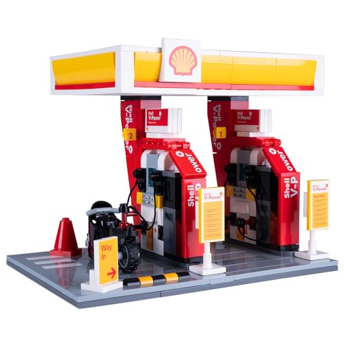 JAMARA 402858 CADA Shell Tankstelle Bricks, für Kinder Technik Spielzeug ab 8 Jahre, Geschenkidee für Kids, Klemmbausteine Set, Fördert Feinmotorik und technisches Verständnis von JAMARA