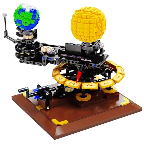 JAMARA 402864 CADA Solar System Bricks, für Kinder Technik Spielzeug ab 8 Jahre, Geschenkidee für Kids, Klemmbausteine Set, Mechanisch drehbare Rotation von Sonne, Erde und Mond von JAMARA