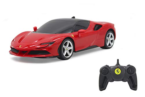 JAMARA 403124 - Ferrari SF90 Stradale 2,4 GHz 1:24 - offiziell lizenziert, bis zu 1 Stunde Fahrzeit bei ca. 9 Km/h, perfekt nachgebildete Details, hochwertige Verarbeitung, Rot von JAMARA