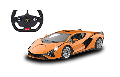 JAMARA 403127 - Lamborghini Sián FKP 37 2,4 GHz 1:14 Tür manuell - RC Auto, offiziell lizenziert, bis 1 Std Fahrzeit, ca. 11 Km/h, perfekt nachgebildete Details, detaillierter Innenraum, Orange von JAMARA