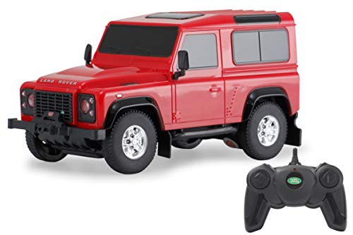 JAMARA 403132 - Land Rover Defender 1:24 2,4GHz-RC Auto, offiziell lizenziert, ca 1 Std Fahren, 9 Km/h, perfekt nachgebildete Details, detaillierter Innenraum, hochwertige Verarbeitung, rot von JAMARA