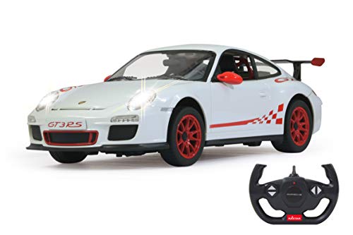 JAMARA 404311 - Porsche GT3 RS 1:14 2,4GHz - offiziell lizenziert, bis 1 Std. Fahrzeit bei 11 Km/h, LED, Perfekt nachgebildete Details, detaillierter Innenraum,hochwertige Verarbeitung, weiß von JAMARA