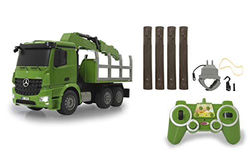 JAMARA 404935 - Holztransporter Mercedes-Benz Arocs 1:20 2,4GHz - 4WD, über Sender bedienbarer Kran und Greifer, realistische Sounds abschaltbar, Licht, Blinker, inkl. Holzstämme, grün JAMARA 404935 - Holztransporter Mercedes-Benz Arocs 1:20 2,4GHz - 4WD, über Sender bedienbarer Kran und Greifer, realistische Sounds abschaltbar, Licht, Blinker, inkl. Holzstämme, grün von JAMARA