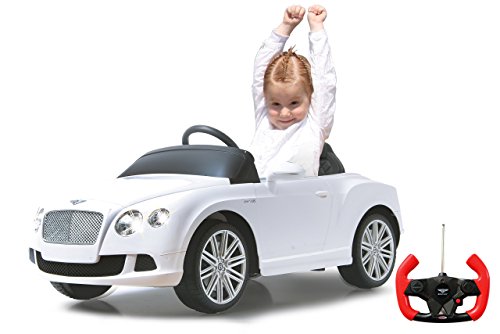 JAMARA 405016 - Ride-on Bentley GTC 40Mhz 6V - Kinderauto, leistungsstarker Motor und Akku, bis zu 90 Min. Fahrzeit, Ultra-Gripp Gummiring am Antriebsrad, Bremse, Sound, Licht ein / aus, weiß von JAMARA