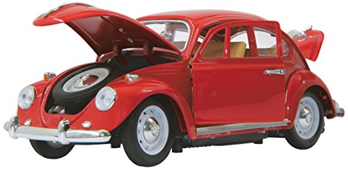 JAMARA 405110 - VW Käfer 1:18 RC Diecast 27MHz - Kultfahrzeug mit Gummi-Bereifung, öffnen von Türen, Motorhaube und Kofferraum, perfekt nachgebildete Details, hochwertige Verarbeitung, rot von JAMARA
