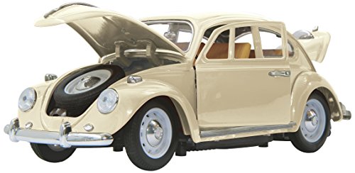 JAMARA 405111 - VW Käfer 1:18 RC Diecast 40MHz - Kultfahrzeug mit Gummi-Bereifung, öffnen von Türen, Motorhaube und Kofferraum, perfekt nachgebildete Details, hochwertige Verarbeitung, creme weiß von JAMARA