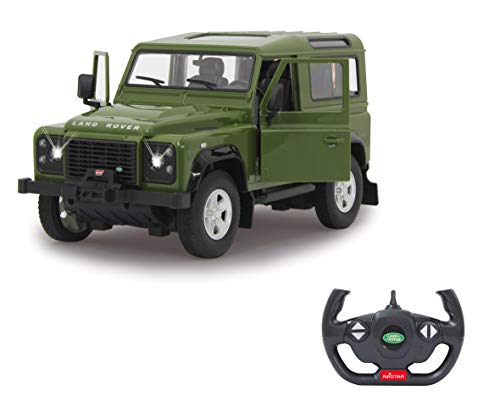 JAMARA 405155 - Land Rover Defender 1:14 Tür manuell 2,4GHz - RC Auto, offiziell lizenziert, ca 1 Std fahren, 11 Kmh, detaillierter Innenraum, hochwertige Verarbeitung,LED Licht, grün von JAMARA