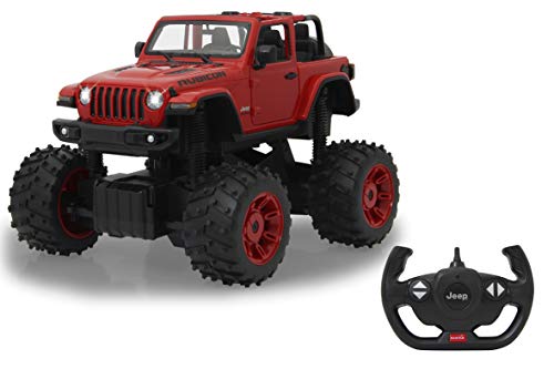 JAMARA 405182 - Jeep Wrangler JL 1:14 2,4GHz Big Wheel Tür manuell - offiziell lizenziert, bis 1 Std Fahrzeit, ca. 11 Kmh, perfekt nachgebildete Details, detaillierter Innenraum, LED Licht, Rot von JAMARA