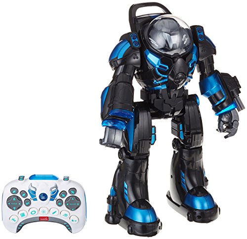 JAMARA 410043 - Robot Spaceman Infrarot - Lautsprecher und Musik, LED-Beleuchtung, über Fernsteuerung Arme Anheben, Bewegliche Gelenke, 2 Verschiedene Schießfunktionen, Tanz-Funktion, Demo-Funktion von JAMARA