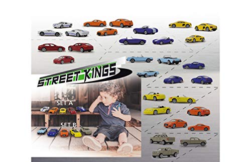JAMARA 460351 - Street Kings 1:64 Diecast Set A 12 Stück - offiziell lizenzierte Autos / Fahrzeuge, detailgetreues Design, tolle Farben, Metall Chassis, zum Spielen, Tauschen und Sammeln von JAMARA