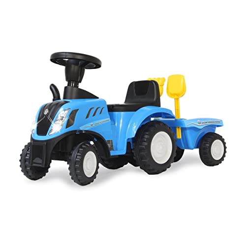 JAMARA 460355 Rutscher New Holland T7 Traktor – ab 12 Monate, Sitzhöhe 270 mm, Kippschutz, originalgetreue Optik, Anhänger mit Schaufel und Rechen, LED Licht, blau JAMARA 460355 Rutscher New Holland T7 Traktor – ab 12 Monate, Sitzhöhe 270 mm, Kippschutz, originalgetreue Optik, Anhänger mit Schaufel und Rechen, LED Licht, blau von JAMARA
