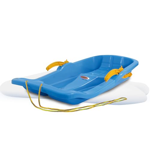 JAMARA 460365 - Snow Play Bob Karol mit Bremse - 80cm Lenkung jeweiligen Handbremse, Seil zum Ziehen, aerodynamische Bauweise, ergonomische Sitz, Robuster Kunststoff, 1KG, blau von JAMARA