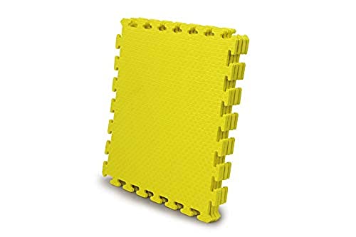 JAMARA 460418 - Puzzlematten 50 x 50 cm 4tlg. - kinderleichtes Stecksystem, ca. 1 x 1m, erweiterbar, geeignet als Spielmatte / Kälteschutz, rutschsicherer Untergrund, abwaschbar, strapazierfähig, gelb von JAMARA
