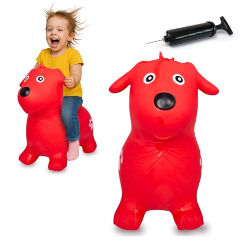 JAMARA 460454 Hüpftier Hund HoppyDoo - Spielzeug für Kinder, Hüpfspielzeug Baby Indoor/Outdoor, Geschenk für Kids, Gartenspielzeug, Bouncing, Pflegeleicht, BPA frei, mit Pumpe von JAMARA