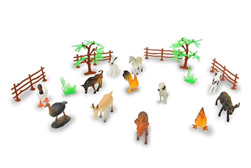 JAMARA 460476 - Tierspielset Farm Animals 3,5 20-teilig-ideales Zubehör für jeden Spielzeugbauernhof, liebevollen Details, fördert das Rollenspiel und die Fantasie, Höhe: 30-95 mm, mehrfarbig von JAMARA