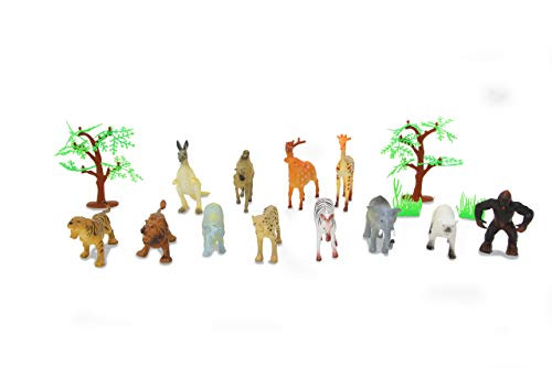 Jamara 460478 Tierspielset Wild Animals 3,5" 16-teilig-ideales Zubehör für jeden Zoo, liebevollen Details, fördert das Rollenspiel und die Fantasie, Höhe: 30-95 mm, Mehrfarbig von JAMARA