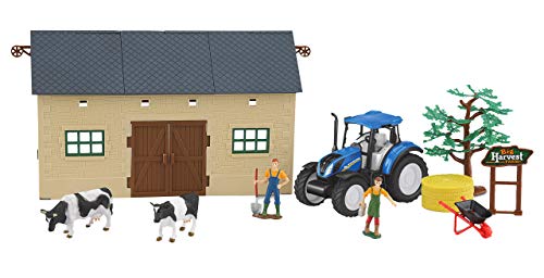 JAMARA 460533 - New Holland Farmer Set2, 1:32 - offiziell lizenziert, Spielspaß für die kleinen Landwirte, detailgetreues Design mit Zubehör, mehrfarbig von JAMARA
