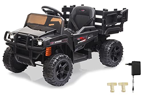 JAMARA 460569 Ride-on Offroader Bufalo 12V-ab 3 Jahre, Softanlauf, 2-Gang, AUX/USB/UKW Radio, leistungsstarker Motor/Akku 4,5Ah, Ultra-Grip Gummiring, Stoßdämpfer hinten, schwarz von JAMARA