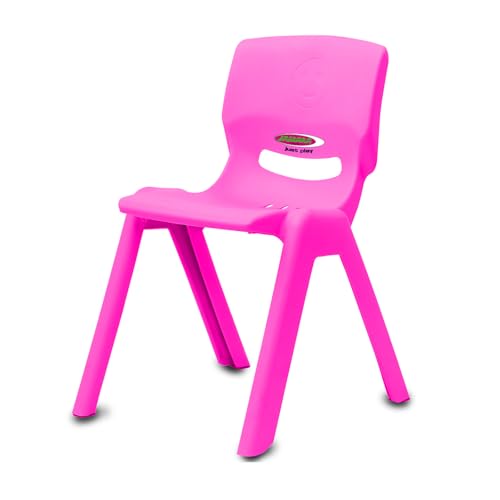 JAMARA 460584 - Kinderstuhl Smiley bis 100 KG - stapelbar, aus robustem Kunststoff, Indoor-Outdoor geeignet, pink von JAMARA