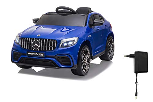 JAMARA 460650 - Ride-on Mercedes-Benz AMG GLC 63 S Coupé 12V - Allradantrieb, 2-Gang, USB, 4 Leistungsstarke Antriebsmotoren, Gefederte Hinterachse, Batteriespannungsanzeige, LED, blau von JAMARA