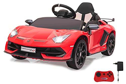 JAMARA 460688 Ride-on Lamborghini Aventador SVJ 12V 2,4GHz-ab 3J, Softanlauf, 2-Gang, Bluetooth, LED, Motorsound, leistungsstarker Motor/Akku 4,5Ah, Batteriespannungsanzeige, Flügeltüren, rot, Groß JAMARA 460688 Ride-on Lamborghini Aventador SVJ 12V 2,4GHz-ab 3J, Softanlauf, 2-Gang, Bluetooth, LED, Motorsound, leistungsstarker Motor/Akku 4,5Ah, Batteriespannungsanzeige, Flügeltüren, rot, Groß von JAMARA