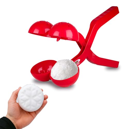 JAMARA 461146 Snow Play Schneeballzange Duo 38cm - Kinder Schneeball Snow Zange, Schneekugel Maker, Geschenkidee für Jungen und Mädchen, Schneebälle in Sekunden Formen, Rot von JAMARA