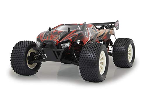 JAMARA 59738 Brecter Truggy 1:10 4WD NiMh 2,4GHz LED-spritzwassergeschützt, Differential/Welle/Achse aus Stahl, Öldruckdämpfer, schmutzgeschütz und gekapseltes Getriebe, kräftiges Lenkservo, Schwarz von JAMARA