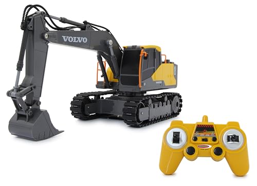JAMARA Bagger Volvo EC160E 1:26 2,4GHz - 2,4GHz für Mehrspielerbetrieb, Offiziell lizenziert, Raupenantrieb, ferngesteuert, Gelb von JAMARA